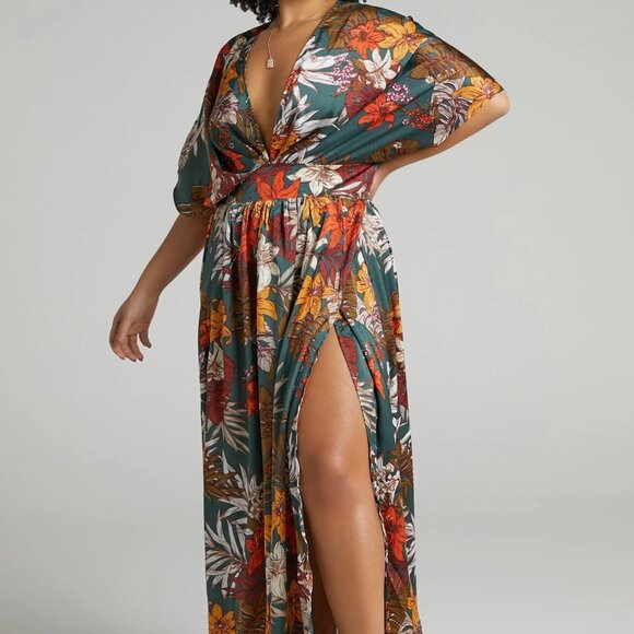 Showpo Women’s | Vacay Ready Maxi Dress in Teal Floral | Size 14 - Picture 1 of 4